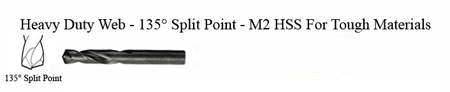 DRILL BIT - METAL CUTTING - STUBBY<br><font size=3><b>#22 x 2-1/8 135 Split Pnt - HSPD Bit (ea)
